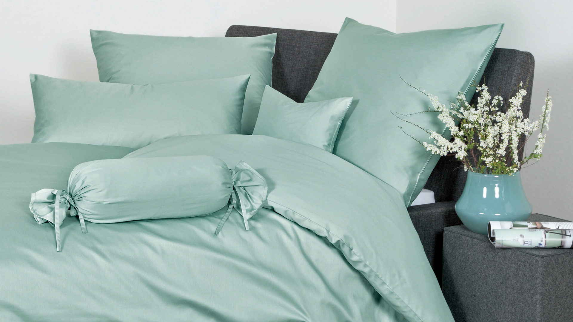 Bettwäsche-Set Janine® aus Naturfaser in Fichte Janine® Bettwäsche-Set Rauchgrün - ca. 155 x 220 cm