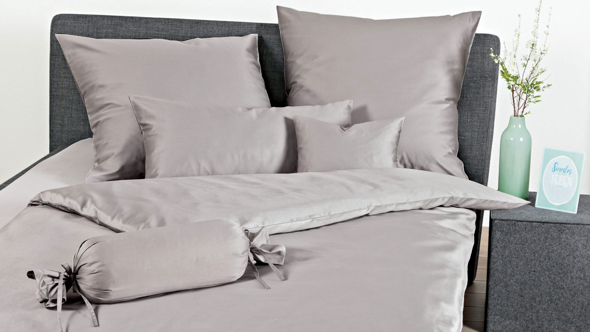 Bettwäsche-Set Janine® aus Naturfaser in Grau Janine® Bettwäsche-Set Vulkan - ca. 240 x 220 cm