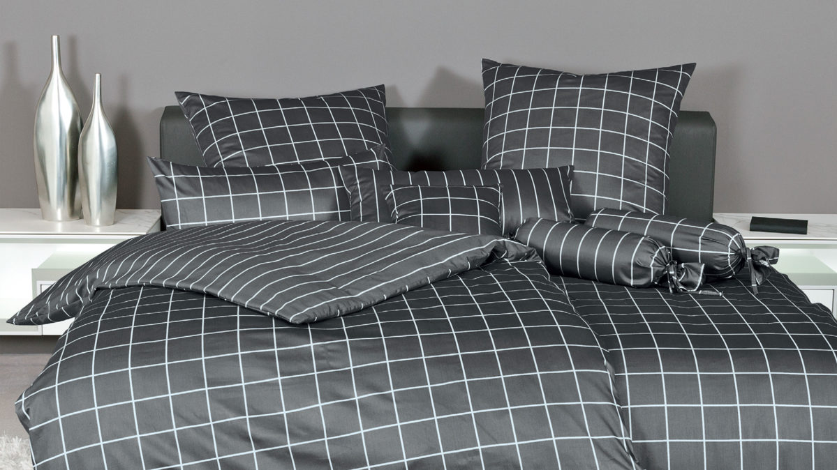 Bettwäsche-Set Janine® aus Naturfaser in Anthrazit Janine Bettwäsche-Set Anthrazit - ca. 155 x 220 cm