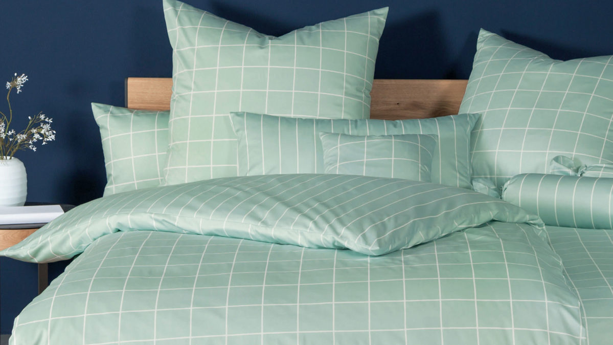 Bettwäsche-Set Janine® aus Naturfaser in Hellgrün Janine Bettwäsche-Set Jadegrün - ca. 155 x 220 cm