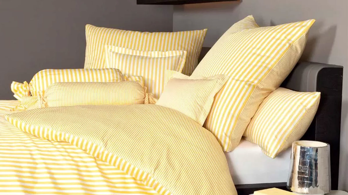 Bettwäsche-Set Janine® aus Naturfaser in Gelb Janine® Bettwäsche-Set Hellgelb - ca. 155 x 220 cm