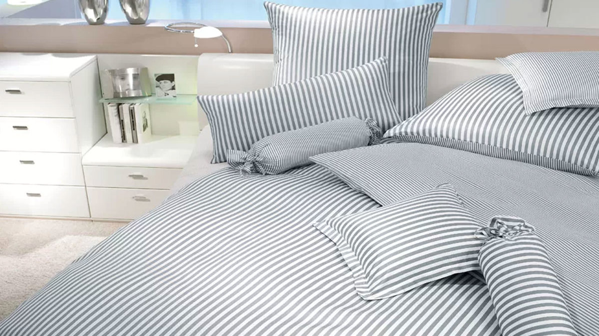 Bettwäsche-Set Janine® aus Naturfaser in Hellgrau Janine® Bettwäsche-Set Grau - ca. 155 x 220 cm