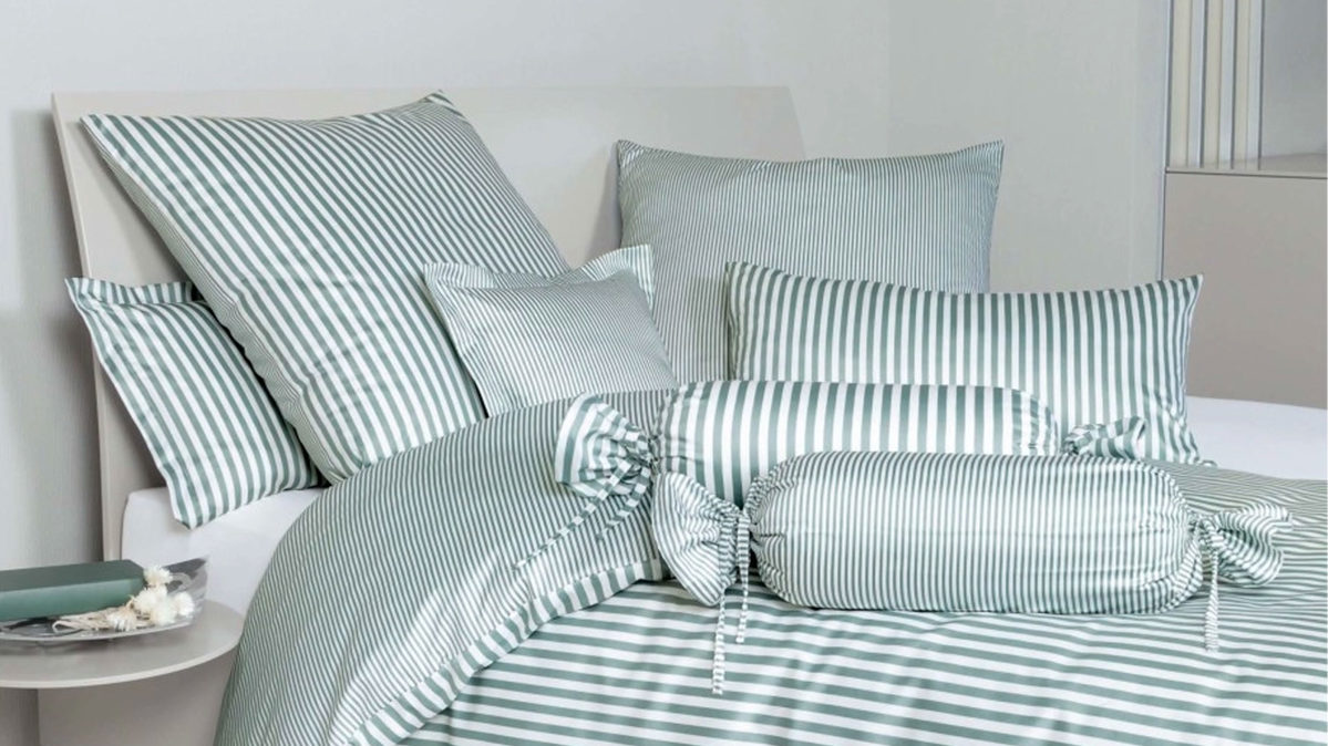 Bettwäsche-Set Janine® aus Naturfaser in Smaragd Janine® Bettwäsche-Set Salbeigrün - ca. 135 x 200 cm