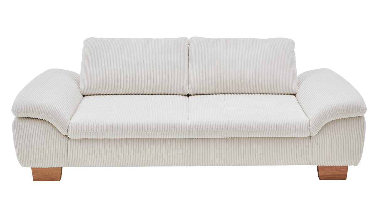 Dreisitzer Megapol aus Stoff in Beige Polsterprogramm VS-MP1028 - Dreisitzer naturfarbener Cord & Buchenholzfüße - Länge ca. 236 cm