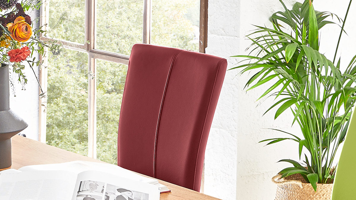 Schwingstuhl laVie aus Leder in Dunkelrot laVie Schwingstuhl bzw. Freischwinger Color-Line rubinrotes Leder Napoli 993 & schwarzes Eisen