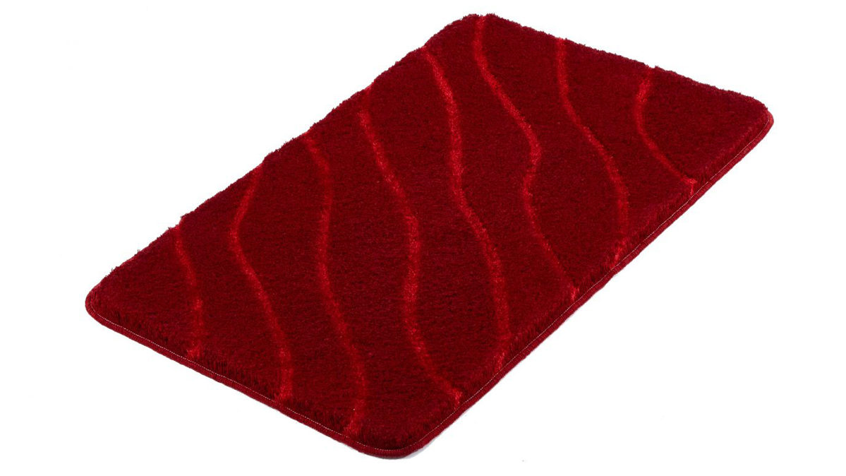 Badematte / Badeteppich Kleine wolke® aus Kunstfaser in Rot Kleine Wolke® Serie Tram - Badteppich granatrote Kunstfaser - ca. 140 x 80 cm