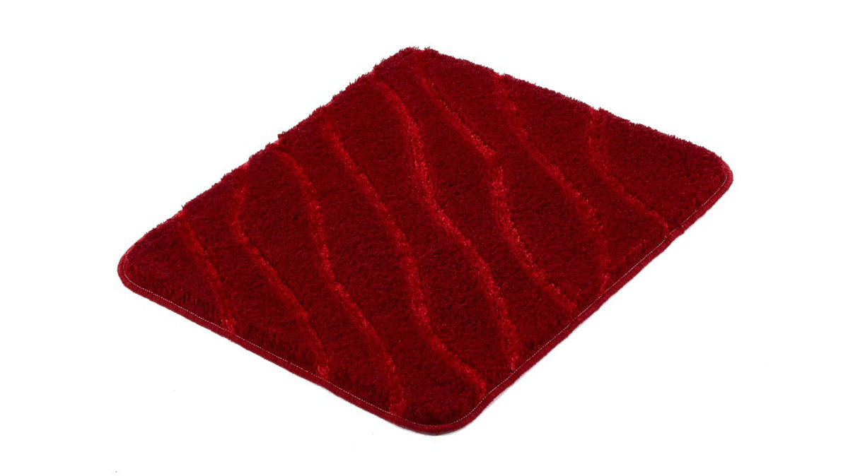 Badematte / Badeteppich Kleine wolke® aus Kunstfaser in Rot Kleine Wolke® Serie Tram - Badteppich granatrote Kunstfaser - ca. 55 x 65 cm
