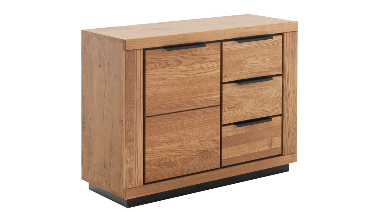 Kommode Mca direkt aus Holz in Holzfarben Wohnprogramm Greno - Kommode Wildeiche - eine Tür, drei Schubladen, Breite ca. 107 cm
