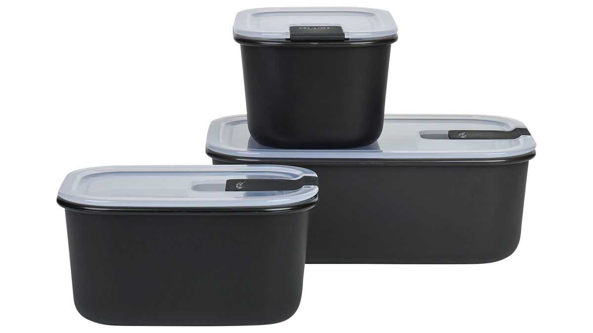 Dose Mepal aus Kunststoff in Schwarz MEPAL Frischhaltedoesen-Set Easyclip nordisch schwarzer Kunststoff – dreiteilig