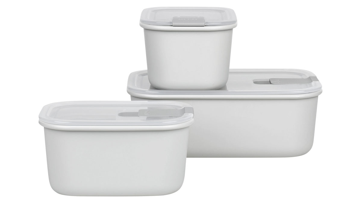 Dose Mepal aus Kunststoff in Weiß MEPAL Frischhaltedoesen-Set Easyclip nordisch weißer Kunststoff – dreiteilig