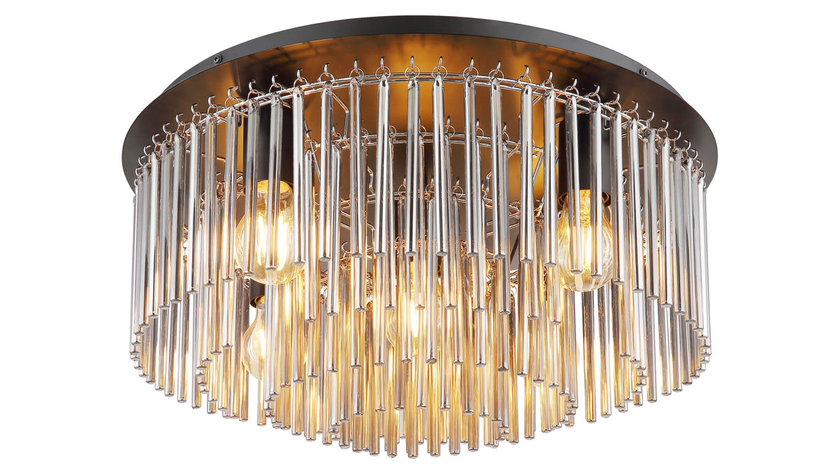 Deckenleuchte Globo lighting aus Glas in Schwarz GLOBO Deckenleuchte Gorley rauchfarbenes Glas & Metall – Breite ca. 50 cm