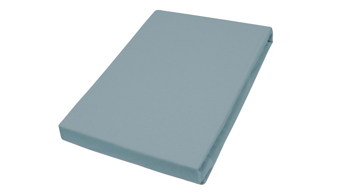 Spannbettlaken H. g. hahn haustextilien® aus Stoff in Mittelblau PRIMERA Spannbettlaken aquamarinfarbener Baumwolljersey - ca. 190 x 200 cm