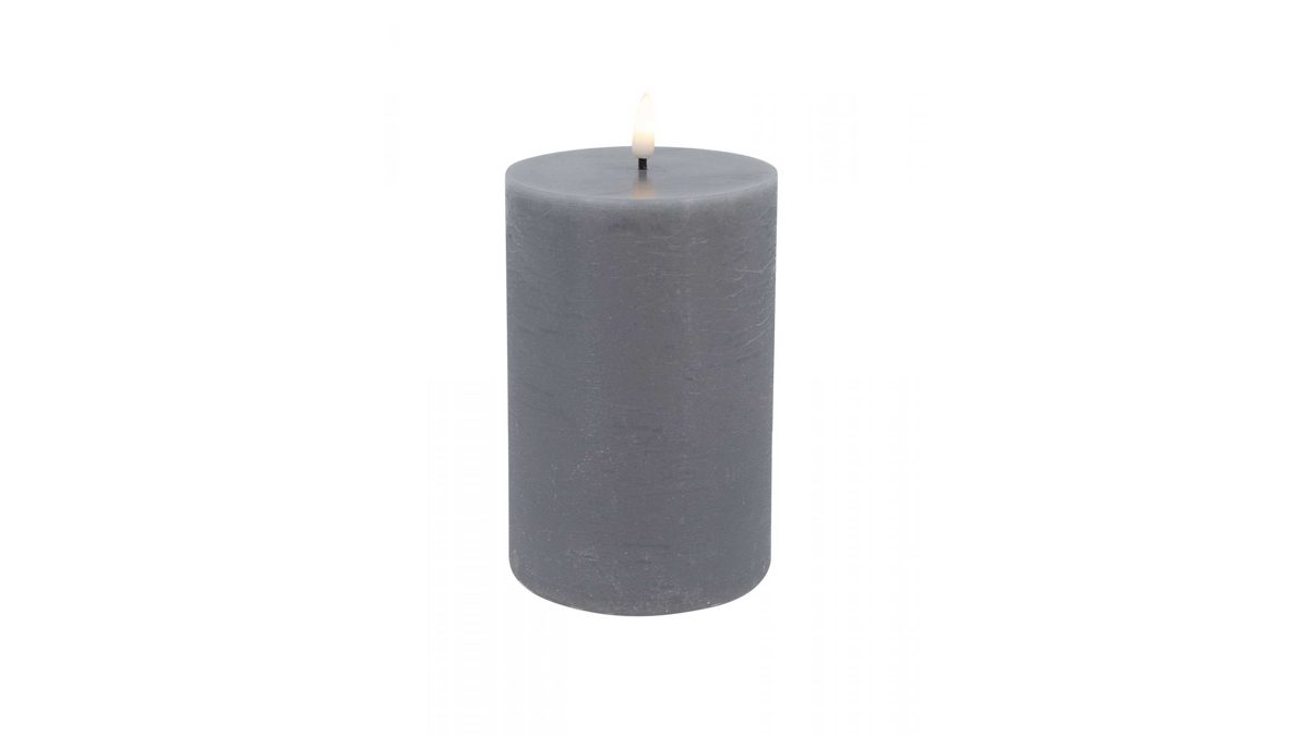 LED-Kerze L.c. wholesaler aus Wachs in Grau Candela Lights Basic - LED-Stumpenkerze grauer Wachs - ca. 10 x 15 cm