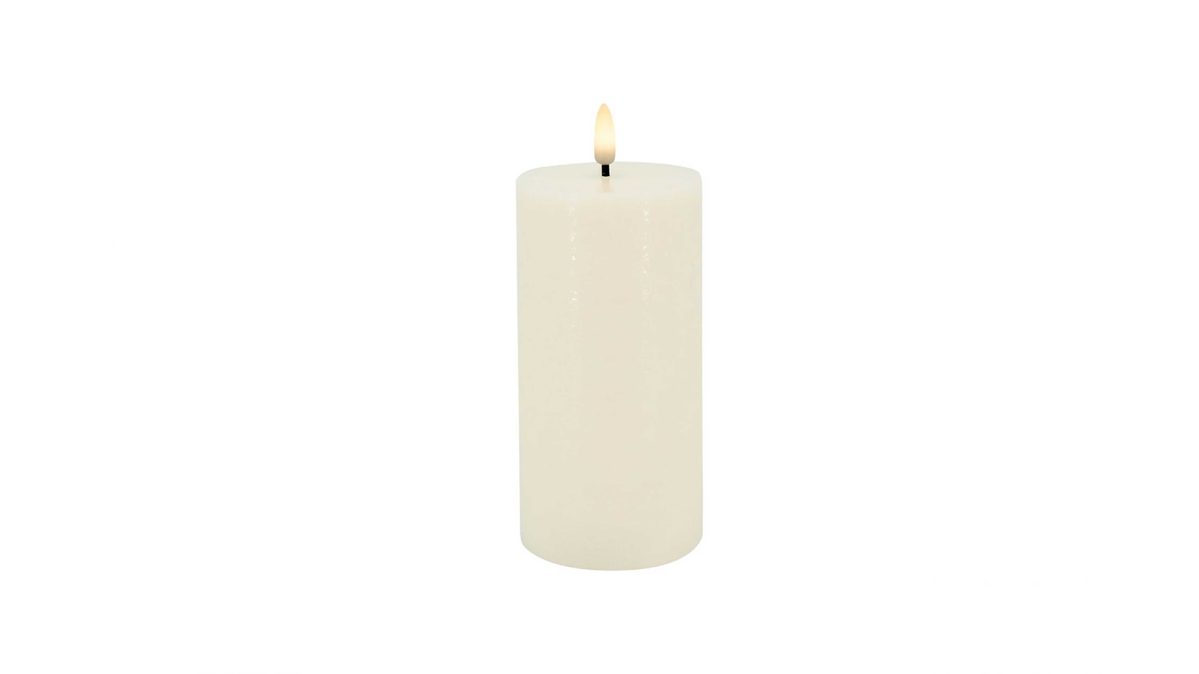 LED-Kerze L.c. wholesaler aus Wachs in Beige Candela Lights Basic - LED-Stumpenkerze cremefarbener Wachs - ca. 7,5 x 15 cm