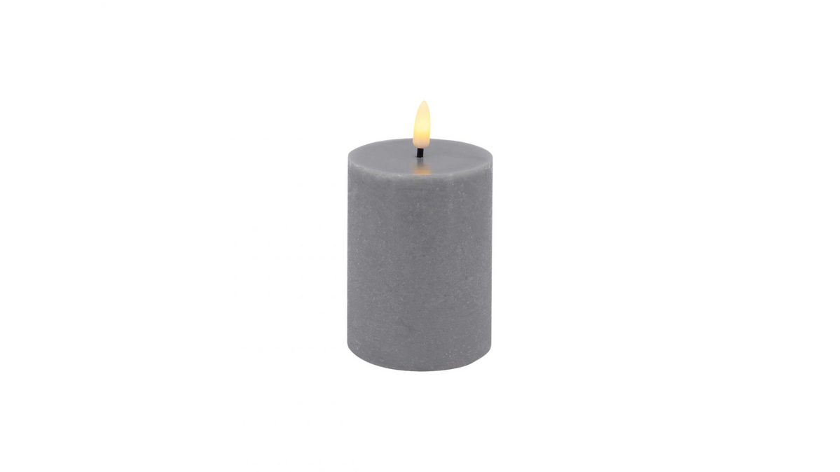 LED-Kerze L.c. wholesaler aus Wachs in Grau Candela Lights Basic - LED-Stumpenkerze grauer Wachs - ca. 7,5 x 15 cm