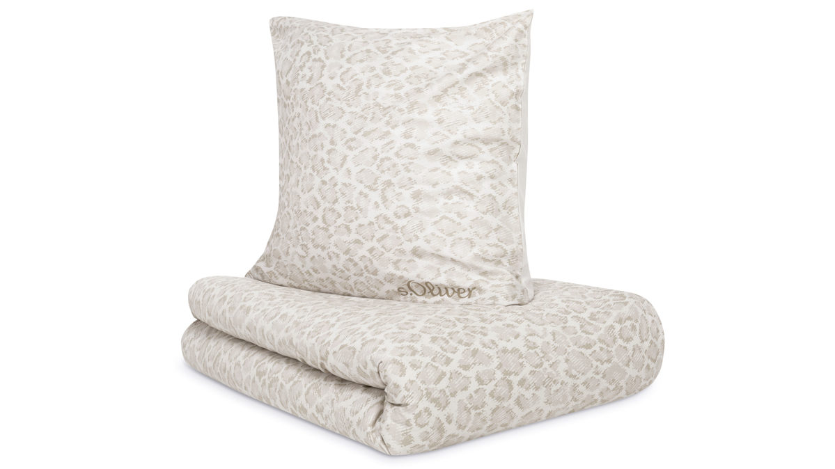 Bettwäsche-Set Ibena® aus Stoff in Beige IBENA® s.Oliver Leoparden Bettwäsche beige Mako-Satin – zweiteilig, ca. 135 x 200 cm