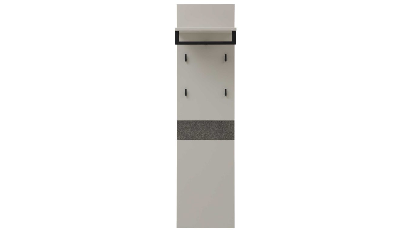 Wandgarderobe Interliving aus Holz in Weiß Interliving Garderoben Serie 6013 - Wandgarderobe Sahara Creme & Granitfurnier - ca. 45  x 173 cm