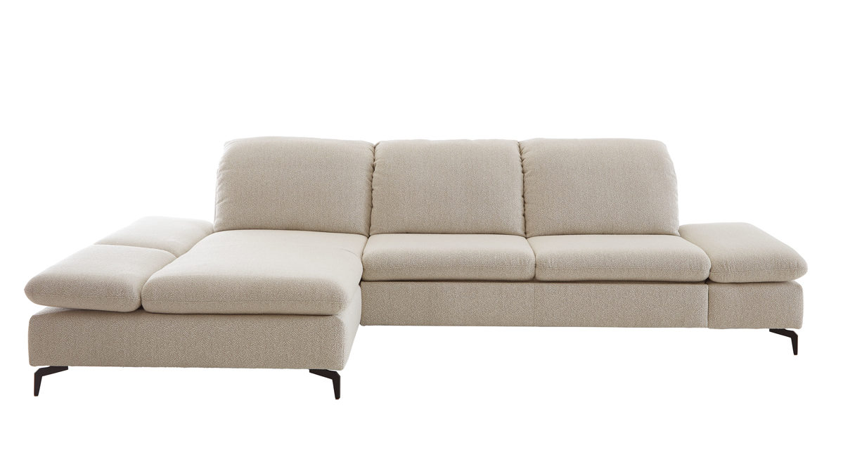 Ecksofa W.schillig i. i. aus Stoff in Beige W.SCHILLIG Polsterserie Select Venus plus - Ecksofa mit Sitztiefenverstellung ivoryfarbener Jacquard Bezug O10_43 - Stellfläche ca. 198 x 314 cm