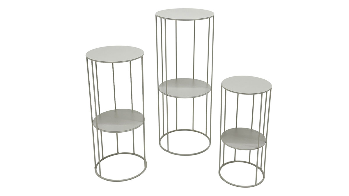 Blumensäulen-Set Haku aus Metall in Grau Blumensäule - 3er-Set Grau - Höhe ca. 45, 57, 70 cm