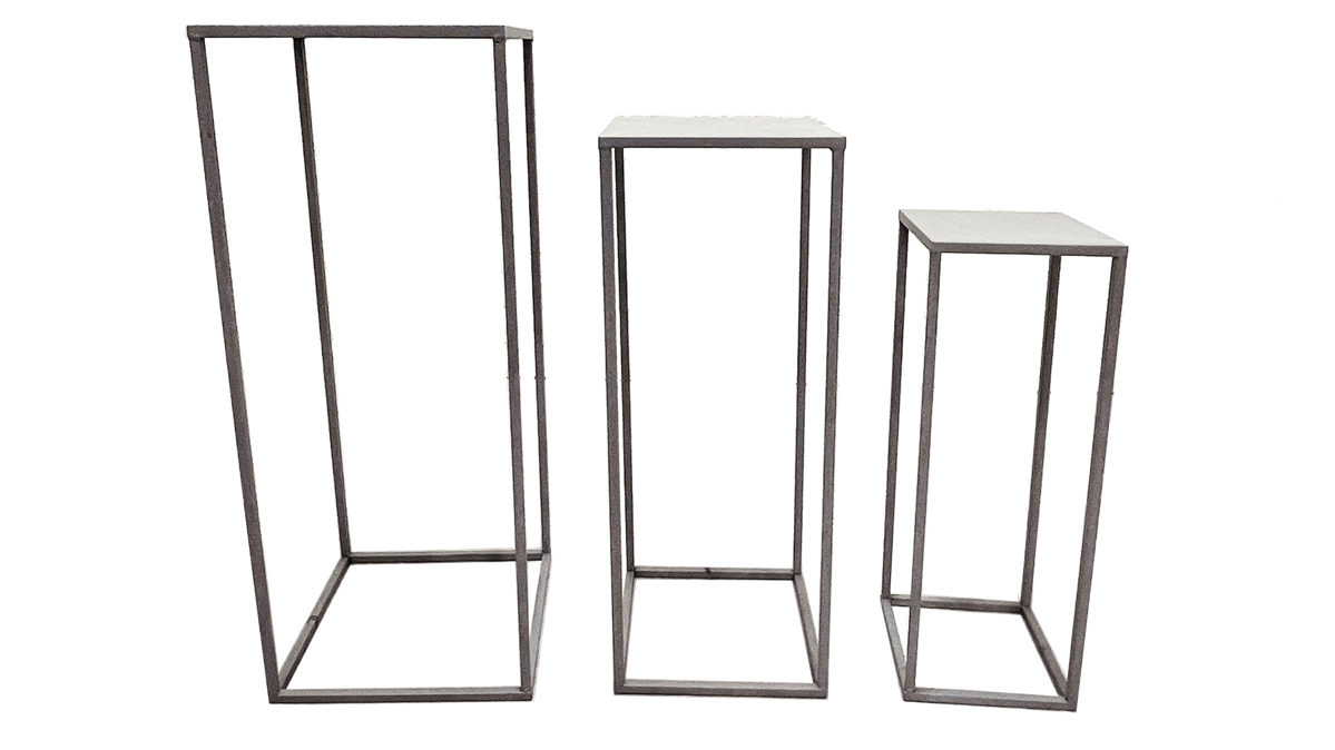 Blumensäulen-Set Haku aus Metall in Grau Blumensäule - 3er-Set Grau - Höhe ca. 50, 60, 70 cm