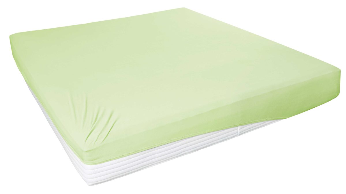 Spannbettlaken H. g. hahn haustextilien® aus Stoff in Hellgrün HAHN Spannbettlaken für Wasser- und Boxspringmatratzen limonengrüner Baumwolljersey - ca. 190 x 200 cm