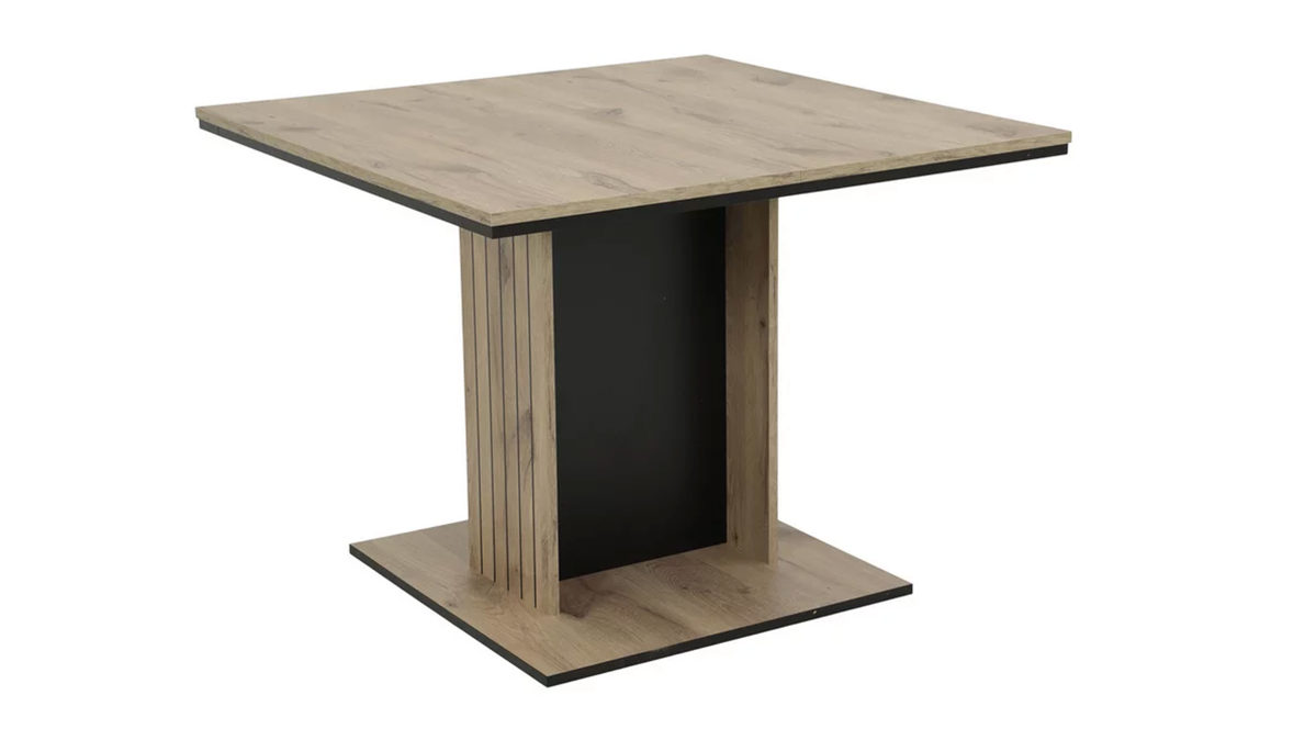 Auszugtisch Hela aus Holz in Holzfarben Dunkel Esstisch Raul T Viking Oak 92-03 & Schwarz - ca. 100 - 140 x 100 cm