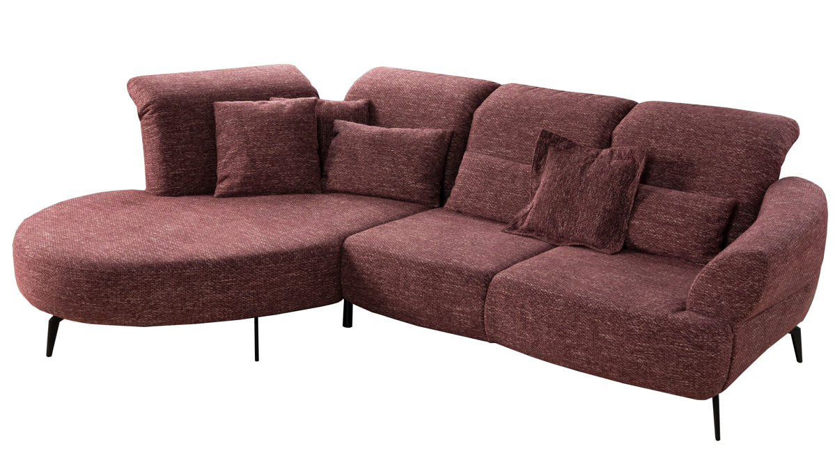 Ecksofa Steinpol sit&more aus Stoff in Dunkelrot Polsterprogramm Dance - Ecksofa auberginefarbener Chenillebezug - Stellfläche ca. 208 x 313 cm