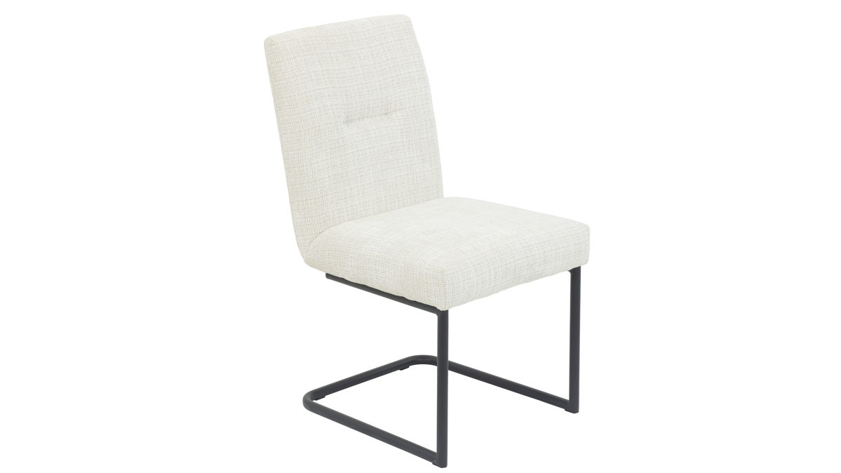 Schwingstuhl Hela aus Stoff in Beige Schwingstuhl Cleo Creme & schwarzes Metall
