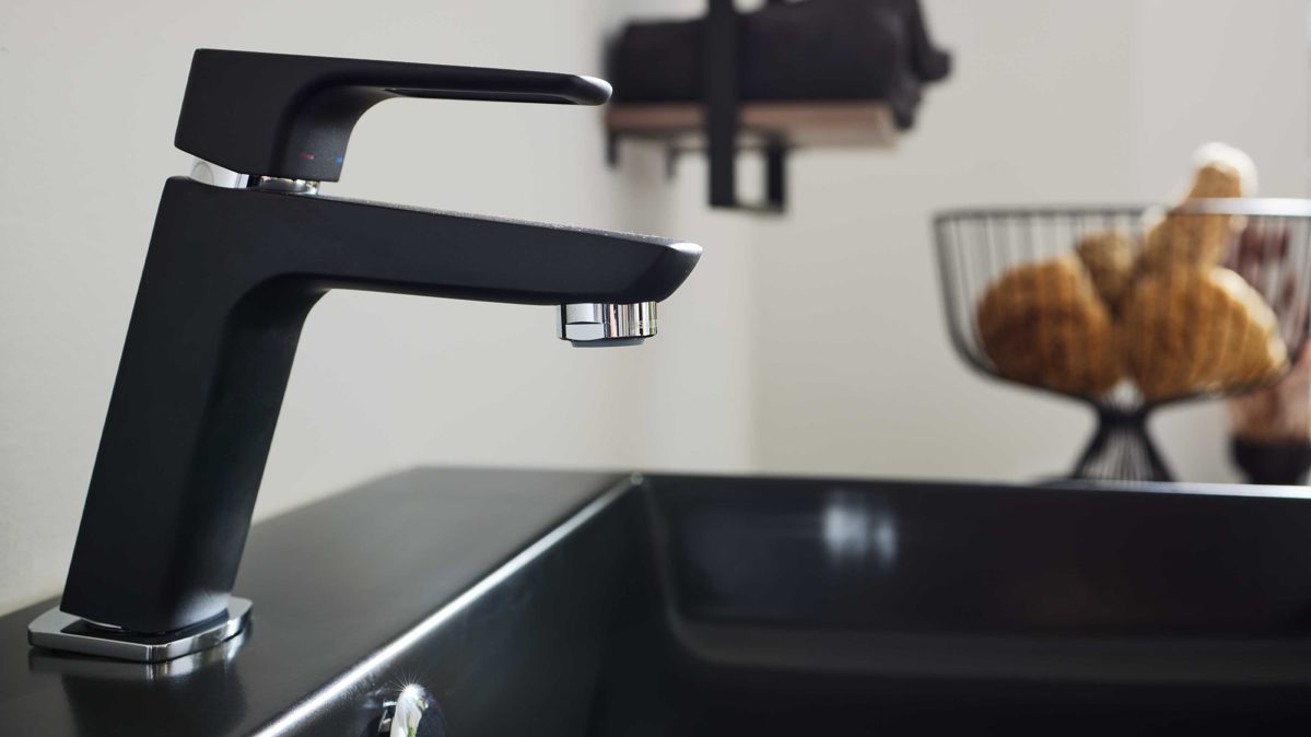 Mischbatterie Interliving aus Metall in Schwarz Interliving Bad Serie 7340 – Waschtisch-Armatur mattschwarzes Metall