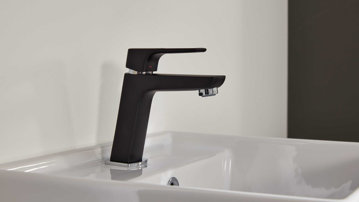 Mischbatterie Interliving aus Metall in Schwarz Interliving Bad Serie 7961 – Waschtisch-Armatur mattschwarzes Metall