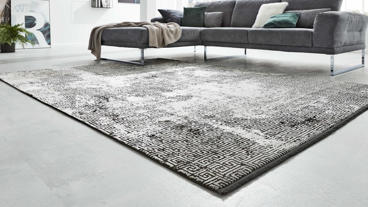 Handwebteppich Interliving aus Mischgewebe in Schwarz Interliving Teppich Serie L-8620 Mischgewebe - ca. 160 x 230 cm