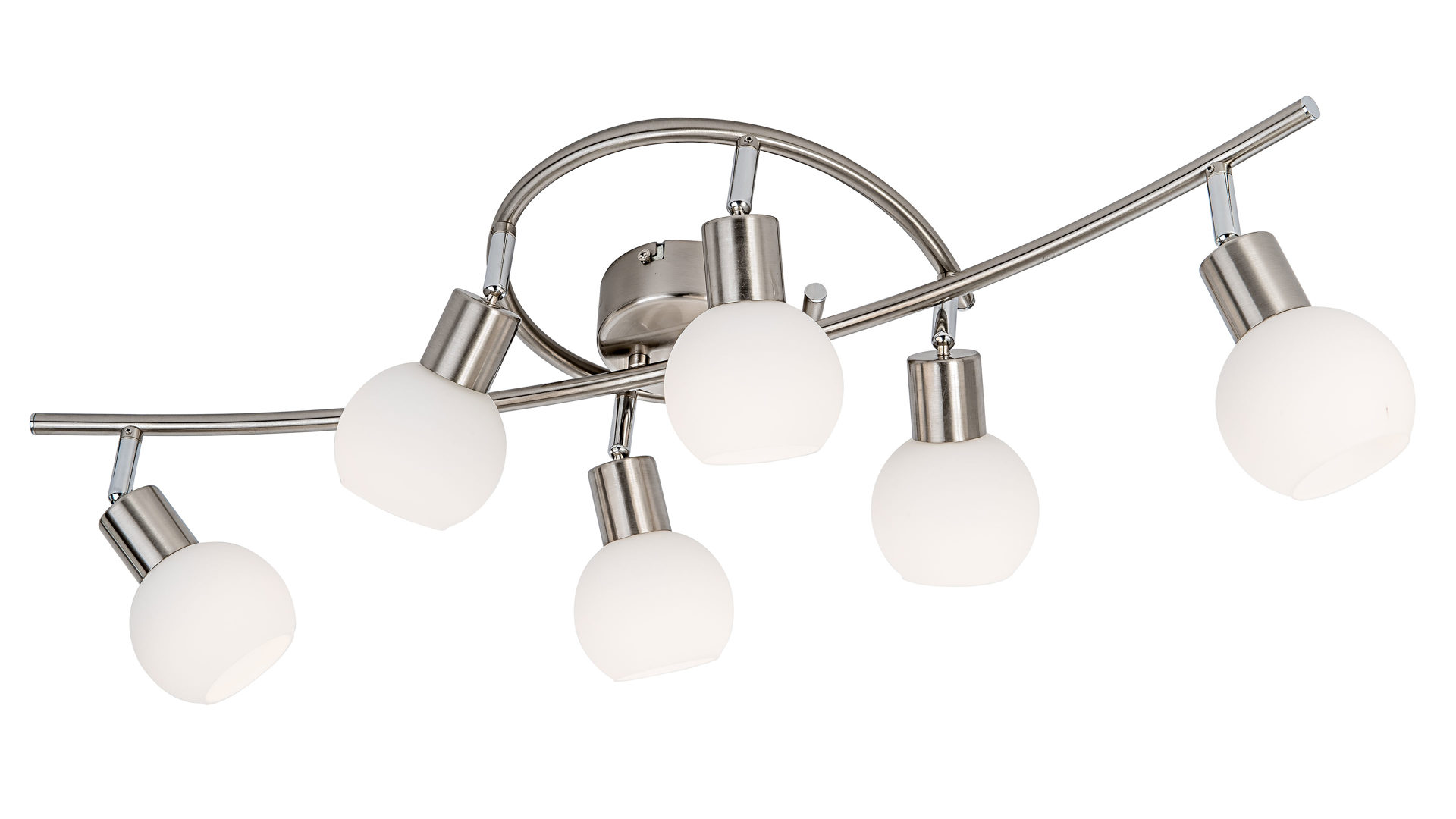 Deckenleuchte Art home - nino leuchten aus Metall in Metallfarben Nino LED-Deckenleuchte Loxy - LED-Deckenlampe Nickel & Opalglas - Länge ca. 75 cm