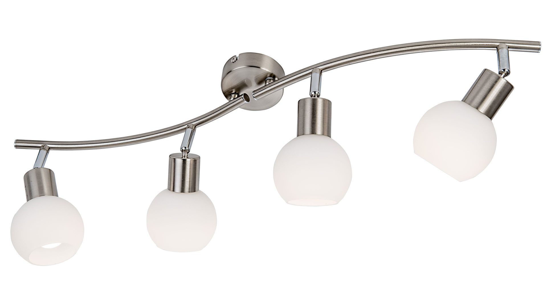 Deckenleuchte Art home - nino leuchten aus Glas in Weiß Nino LED-Schienen-Deckenlampe Loxy Opalglas & Nickel - Länge ca. 70 cm