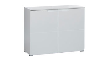 Schubladenkommode Bega-consult aus MDF in Weiß Türenkommode bzw Sideboard weiße Hochglanzfront & weißer Korpus – zwei Türen