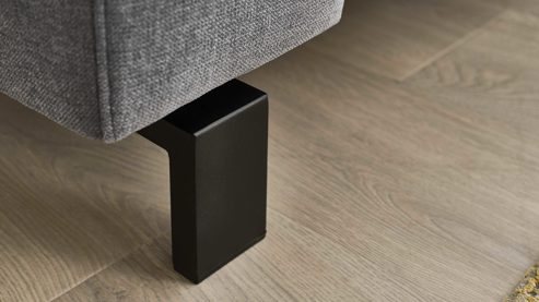 Polsterhocker SOFAkultur aus Stoff in Grau SOFAkultur Programm SK 239 - XXL-Hocker platingrauer Bezug Easy Care & schwarze Metallfüße 893 - ca. 122 x 66 cm