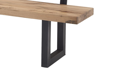 Bank WOODS & TRENDS aus Holz in Holzfarben WOODS & TRENDS Vintage-Dining - Holzbank mit Rückenlehne geölte Balkeneiche & Roheisen – Länge ca. 200 cm