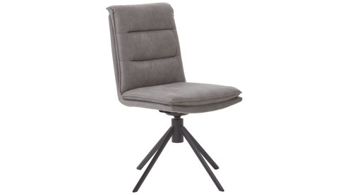 Vierfußstuhl WOODS & TRENDS aus Stoff in Grau WOODS & TRENDS Vintage-Dining - Polsterstuhl 2431 graue Mikrofaser Island & schwarzes Eisen