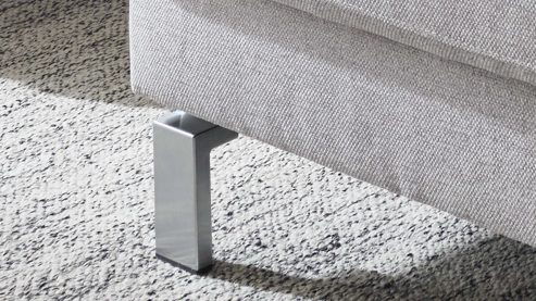 Ecksofa SOFAkultur aus Stoff in Hellgrau SOFAkultur Programm SK 239 - Ecksofa hellgraues Flachgewebe Mono & Metallfüße 222 - Stellfläche ca. 336 x 220 cm