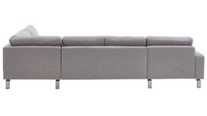 Ecksofa SOFAkultur aus Stoff in Hellgrau SOFAkultur Programm SK 239 - Ecksofa hellgraues Flachgewebe Mono & Metallfüße 222 - Stellfläche ca. 336 x 220 cm