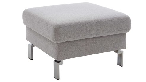 Polsterhocker SOFAkultur aus Stoff in Hellgrau SOFAkultur Programm SK 239 - Polsterhocker hellgraues Flachgewebe Mono & Metallfüße 222 - ca. 70 x 70 cm