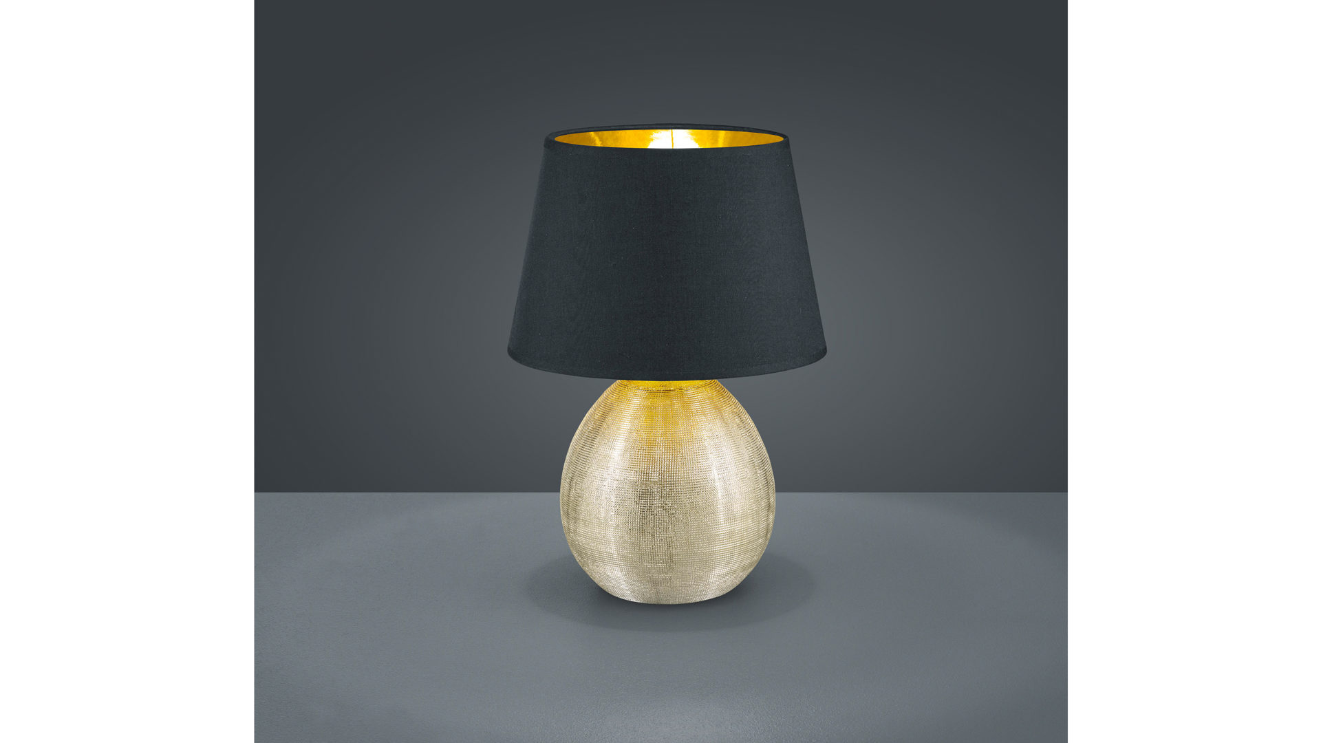 Tischleuchte Reality leuchten aus Stoff in Schwarz RL Tischleuchte - Tischlampe Luxor Gold & Schwarz – Höhe ca. 35 cm