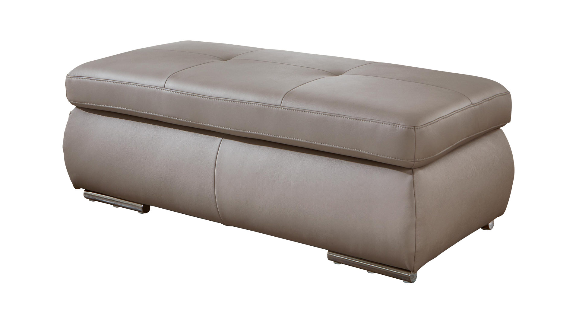 Polsterhocker modulmaster aus Leder in Grau Modulmaster MM-PN1044 - XXL-Hocker als Sitzmöbel granitfarbenes Leder Torro & Rollenfüße – ca. 129 x 64 cm