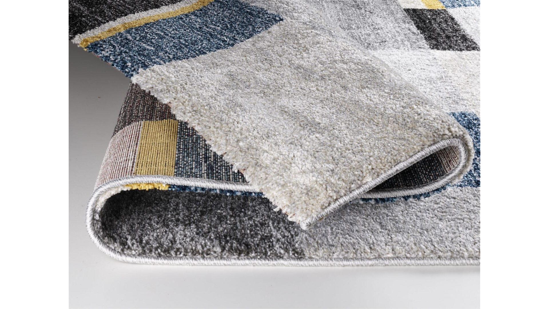 Webteppich Oci aus Kunstfaser in Blau Webteppich Castle Beppo für Ihre Wohnaccessoires blaue, graue & gelbe Kunstfaser – ca. 160 x 230 cm