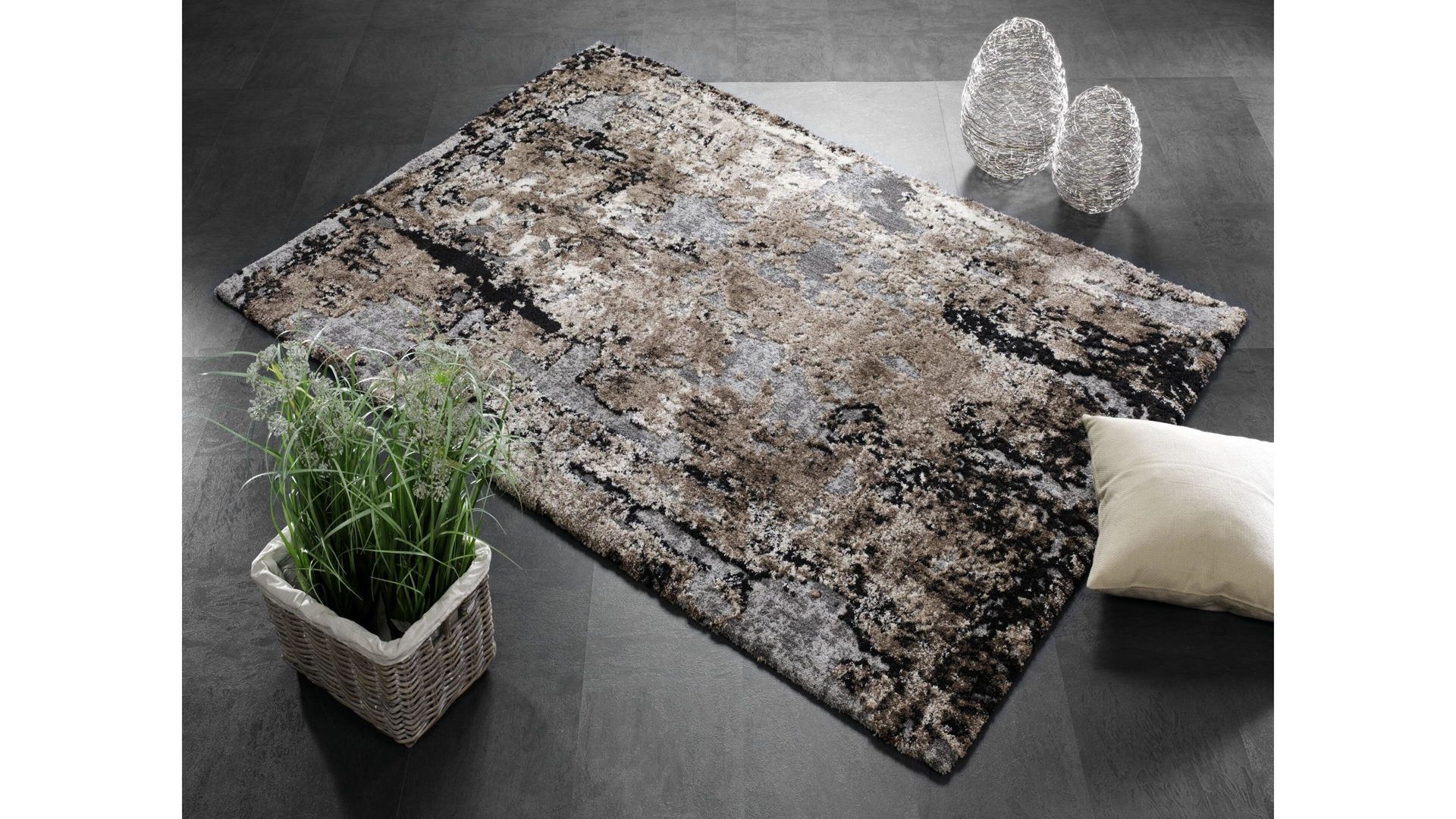 Hochflorteppich Oci aus Mischgewebe in Braun Vintageteppich Juwel Liray für Ihre Wohnaccessoires braun-beiges Mischgewebe – ca. 160 x 230 cm