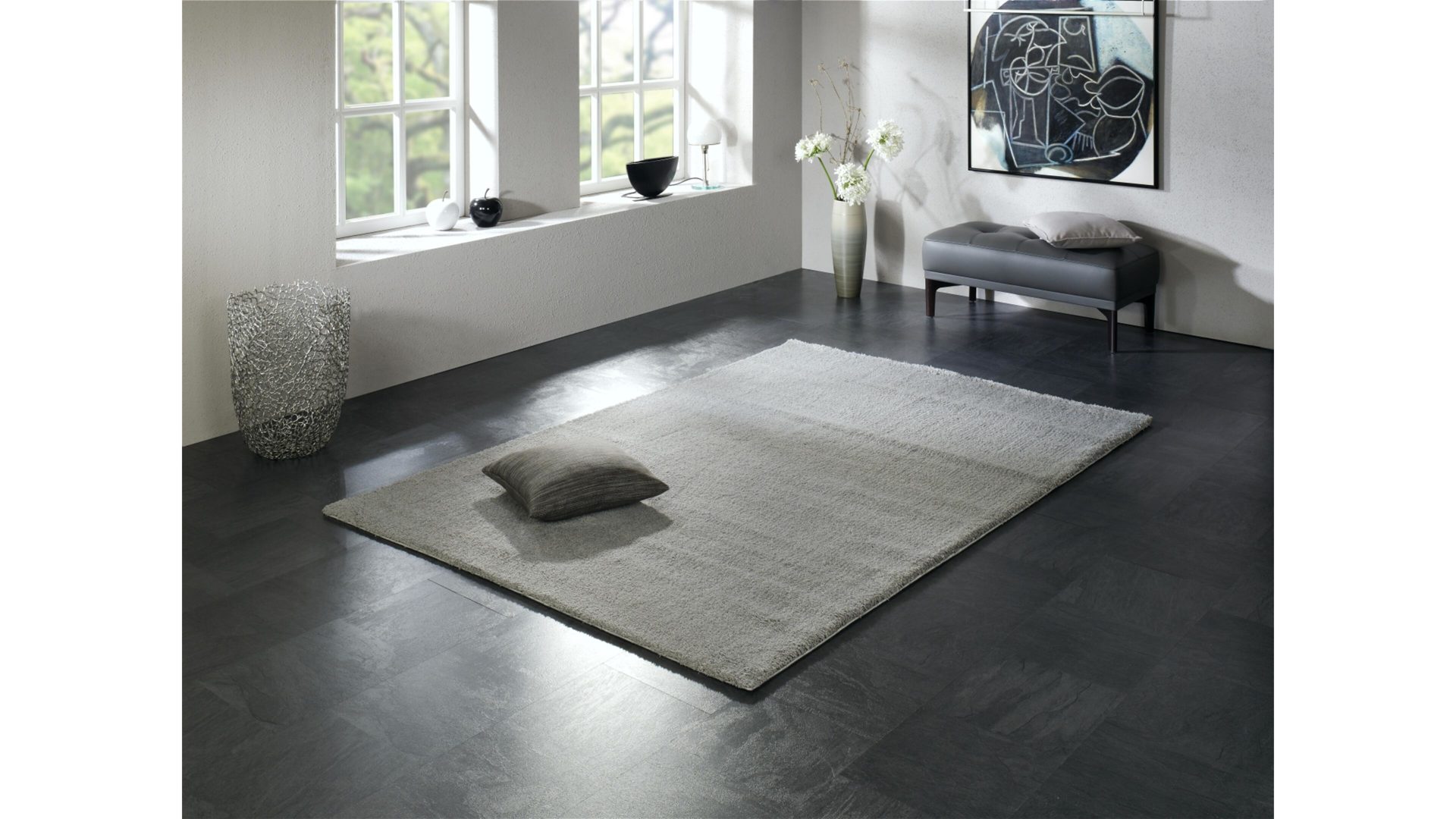 Hochflorteppich Oci aus Kunstfaser in Grau Hochflorteppich Soft Dream für Ihre Wohnaccessoires graue Kunstfaser – ca. 160 x 230 cm