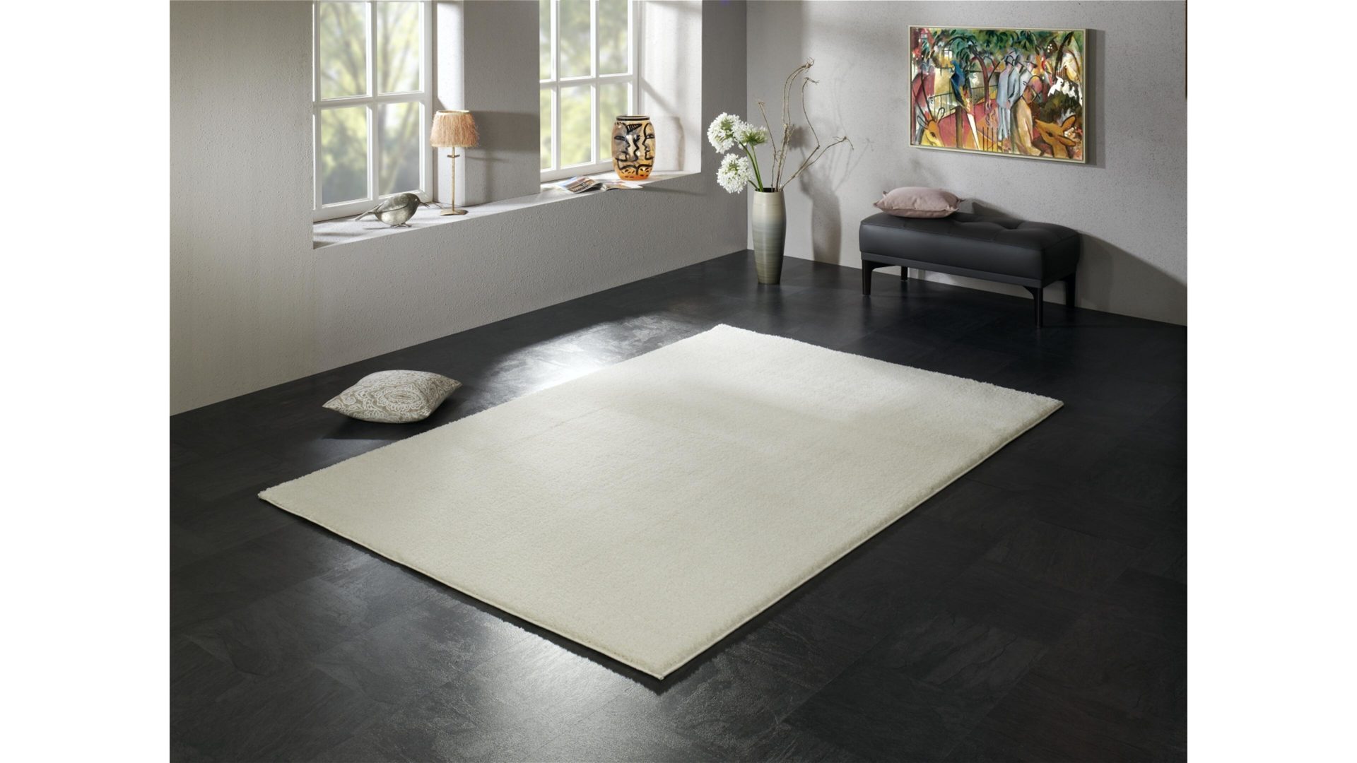 Hochflorteppich Oci aus Kunstfaser in Weiß Hochflorteppich Soft Dream für Ihre Wohnaccessoires cremefarbene Kunstfaser – ca. 65 x 130 cm