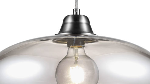 Pendelleuchte Globo lighting aus Glas in Grau GLOBO Hängelampe Lille rauchfarbenes Glas & Nickel – Durchmesser ca. 40 cm