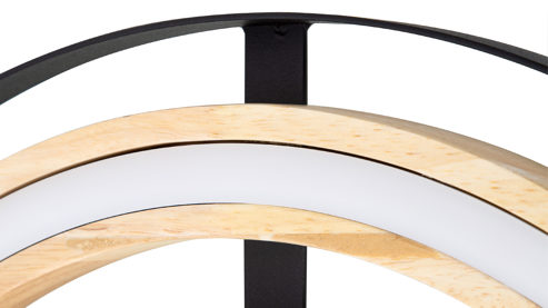 Deckenleuchte Globo lighting aus Metall in Schwarz GLOBO Lampen Serie Rilas - Deckenlampe schwarzes Metall & Bambusholz - Durchmesser ca. 46 cm