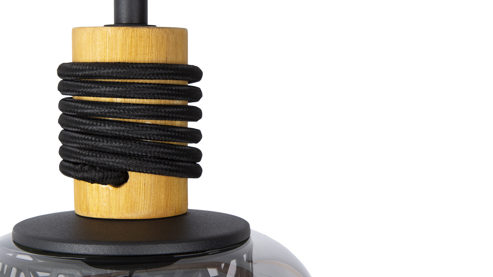 Pendelleuchte Globo lighting aus Glas in Grau GLOBO Lampen Serie Ando - Hängelampe rauchfarbenes Glas & schwarzes Metall - Länge ca. 88 cm