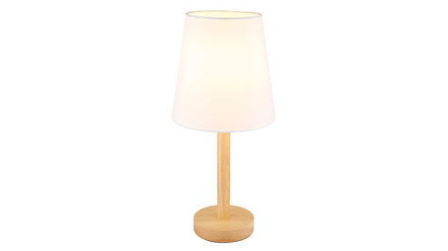 Tischleuchte Globo lighting aus Metall in Holzfarben GLOBO Lampen Serie Joris - Tischlampe Kiefer & weißer Lampenschirm - Höhe ca. 45 cm